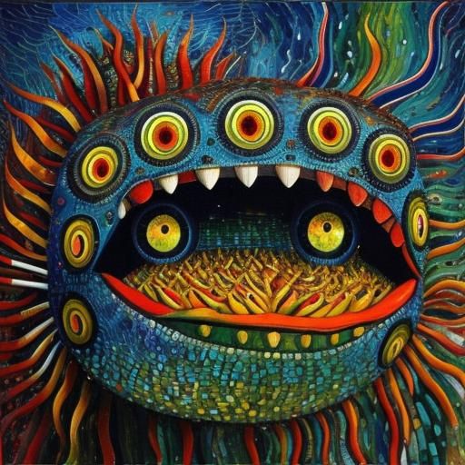Angler Fish in Oil, Mosaic, and Surreal Styles