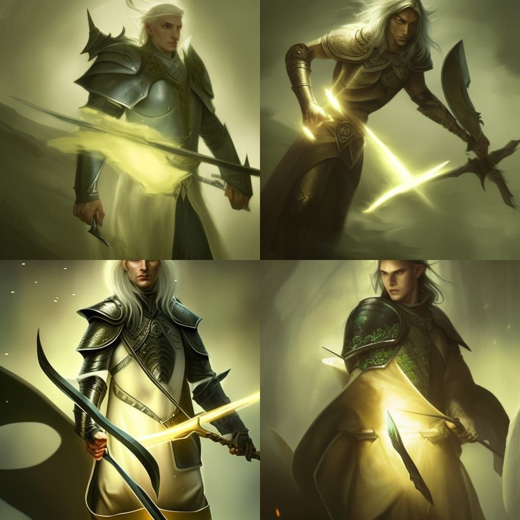 Half-Elf Knight Portrait in Dark Fantasy Style