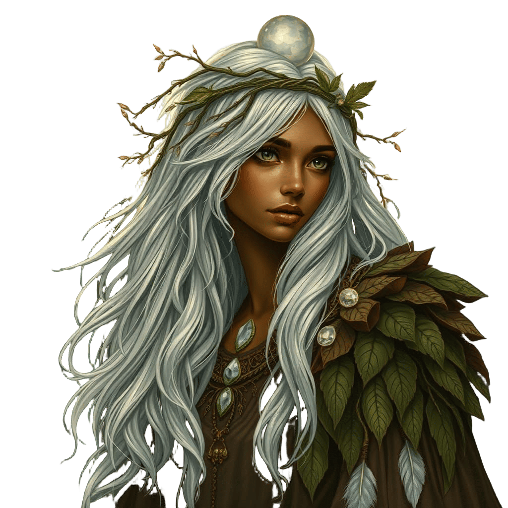 Druid Elf with Silver Hair