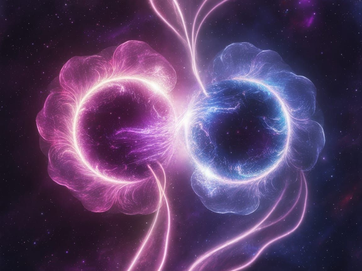 Celestial Dance of Binary Stars in Vibrant Hues