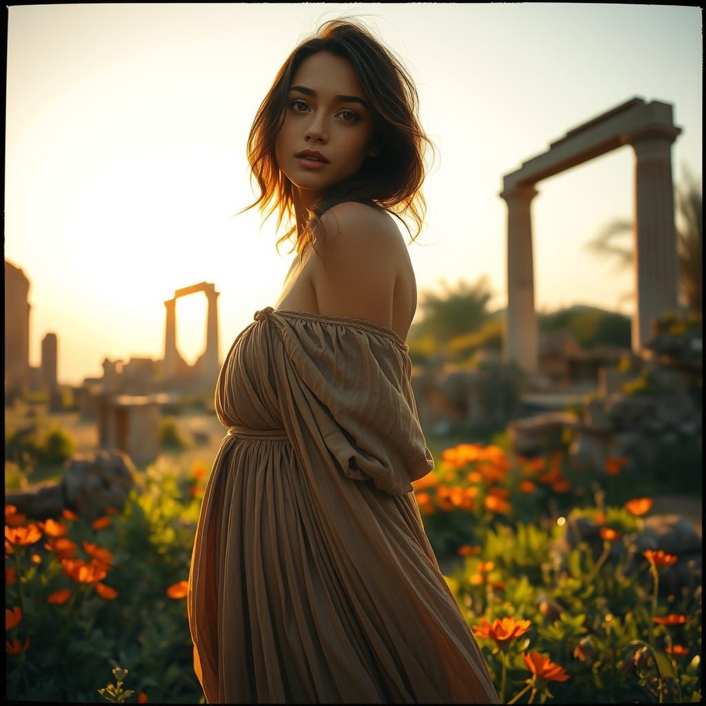 Sun-Kissed Beauty Amidst Ancient Ruins