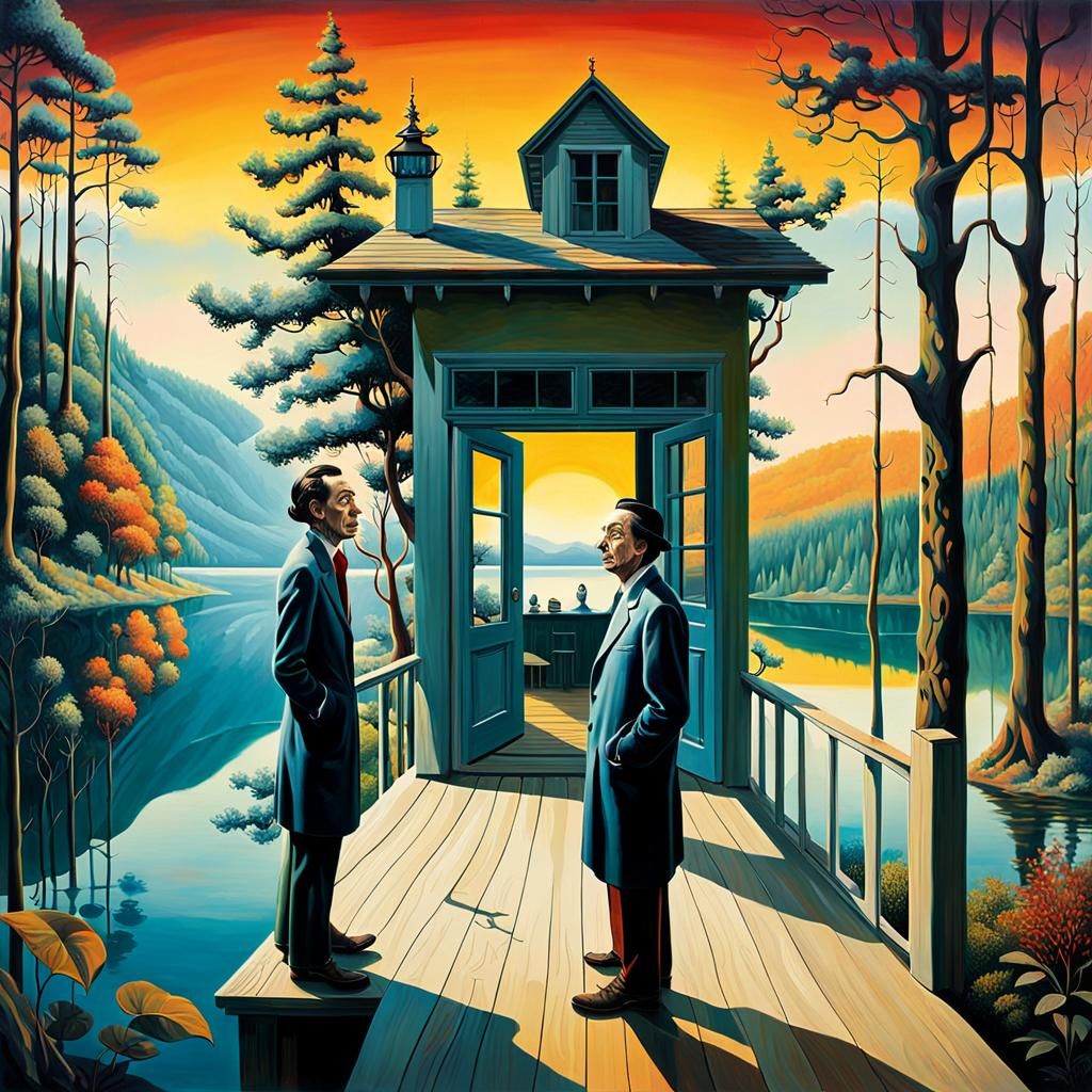 Surreal Lakeside Scene in Triadic Colors