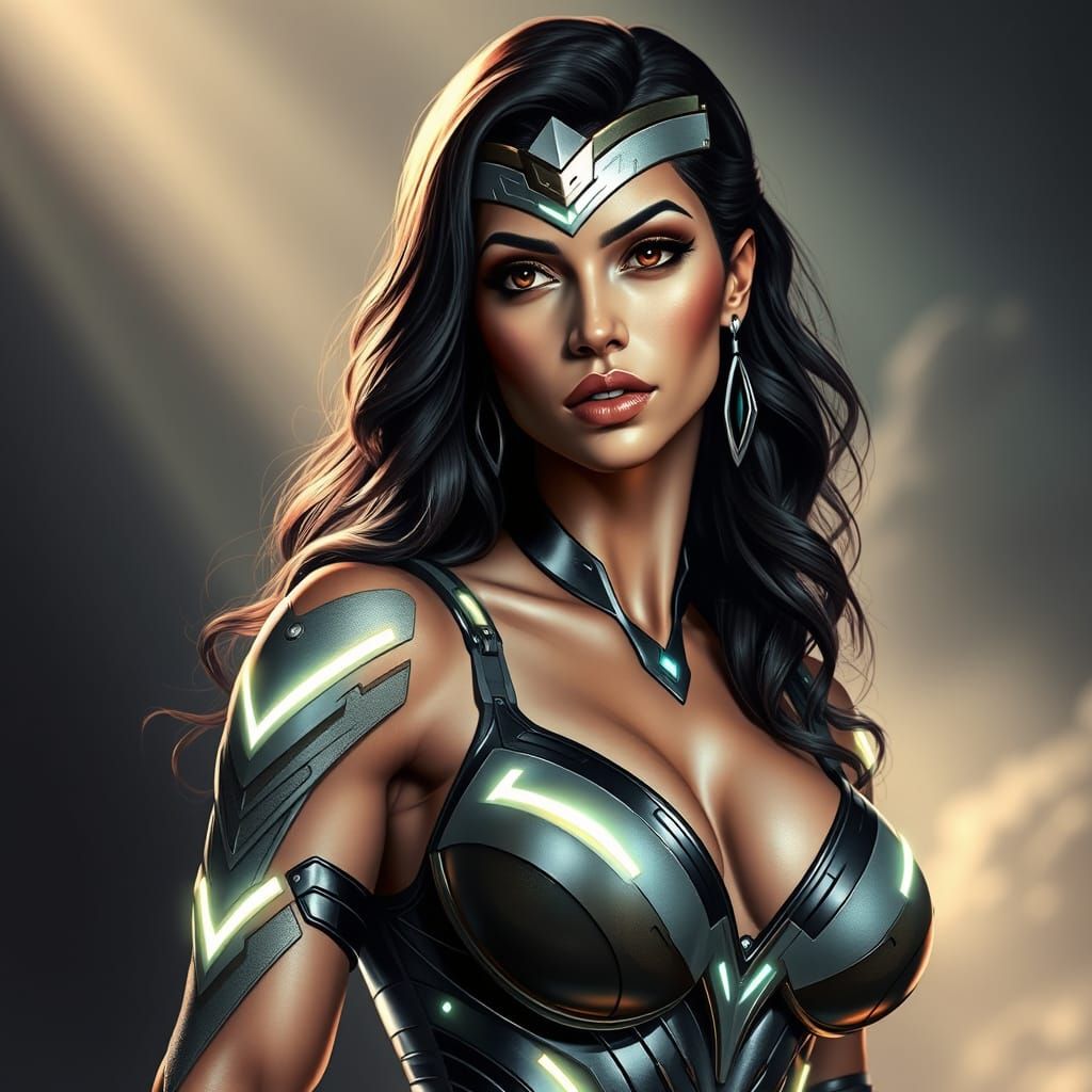 Hyperrealistic Dejah Thoris in Futuristic Attire