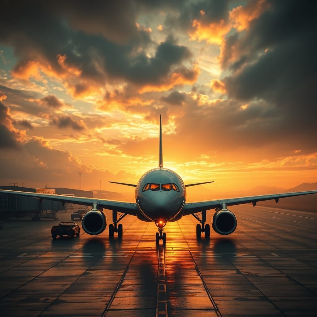 Epic Cinematic Runway Airport in Maximalist Digital Matte Pa...