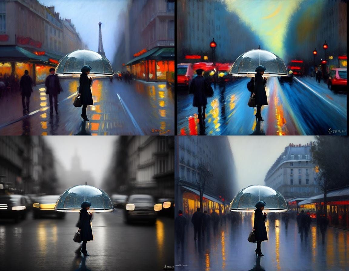 Paris Street Scene with Illusion of Time