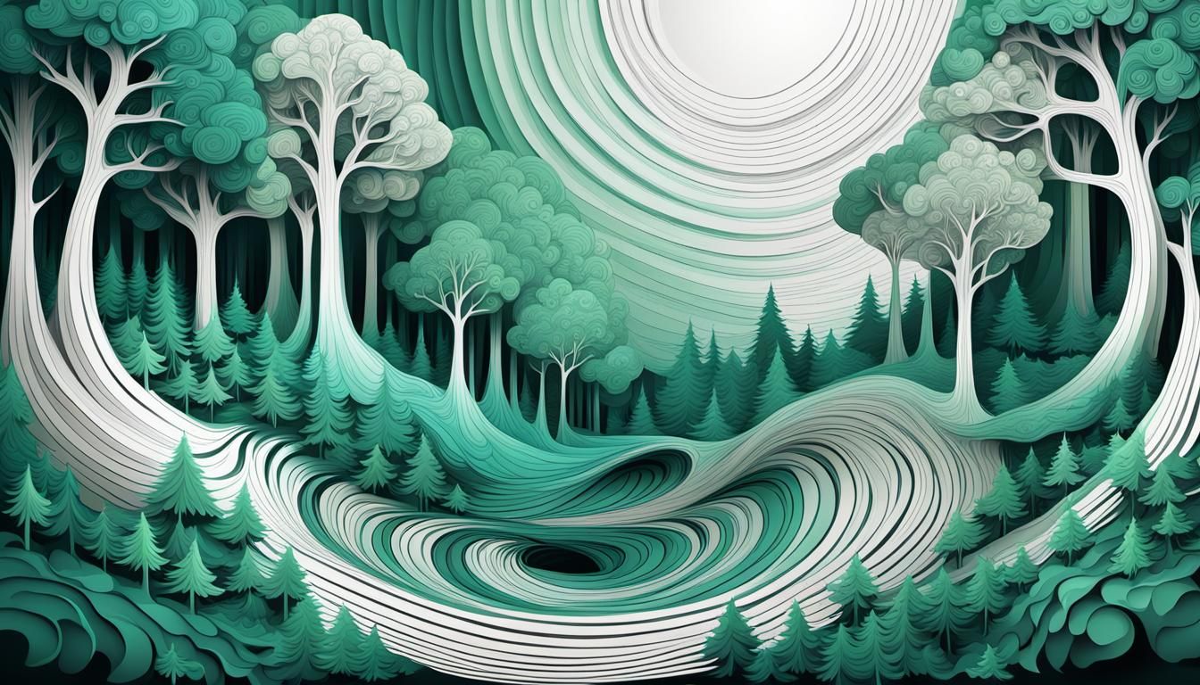 Abstract Fractal Forest with Zentangle and 3D Shading