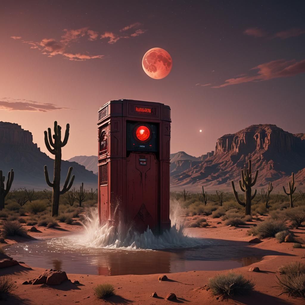 Giant Water Cooler Under a Blood Moon