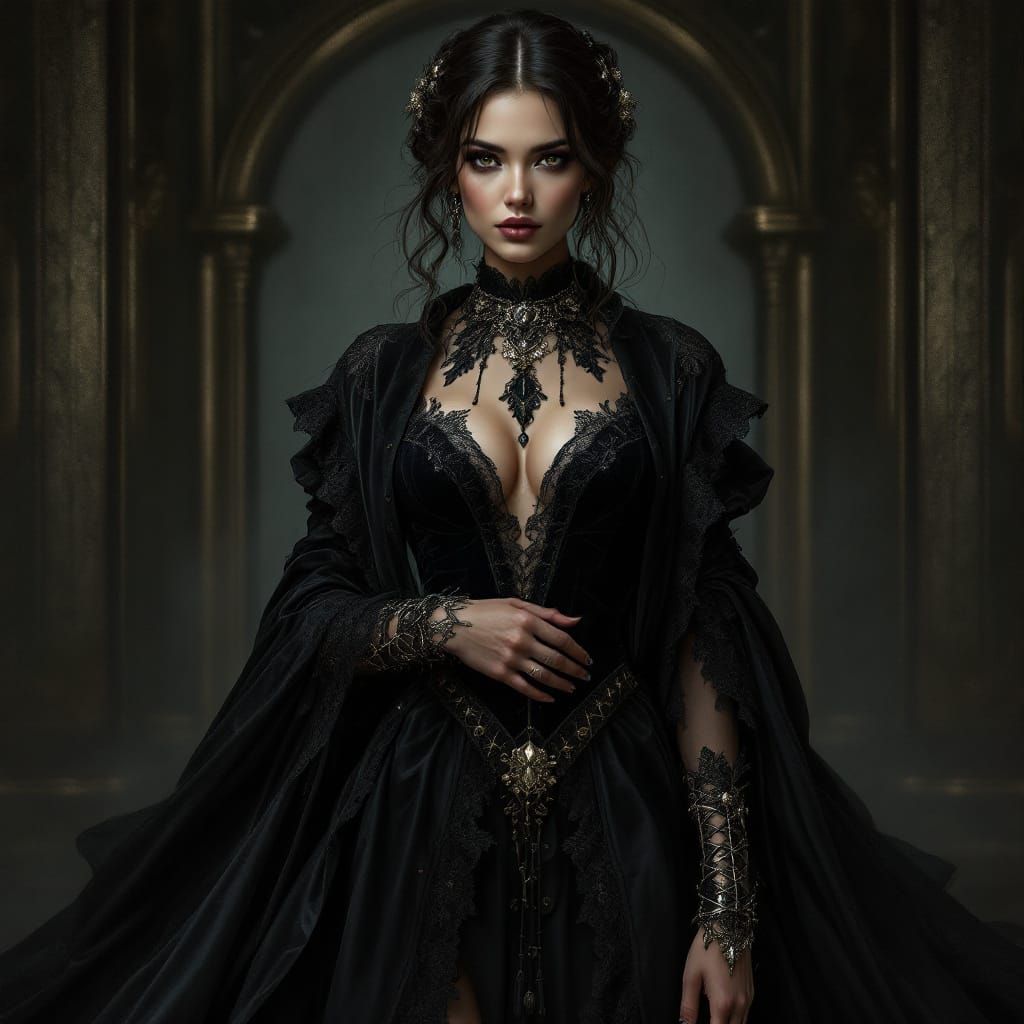 A moody, regal airbrushed  digital illustration of an extrem...