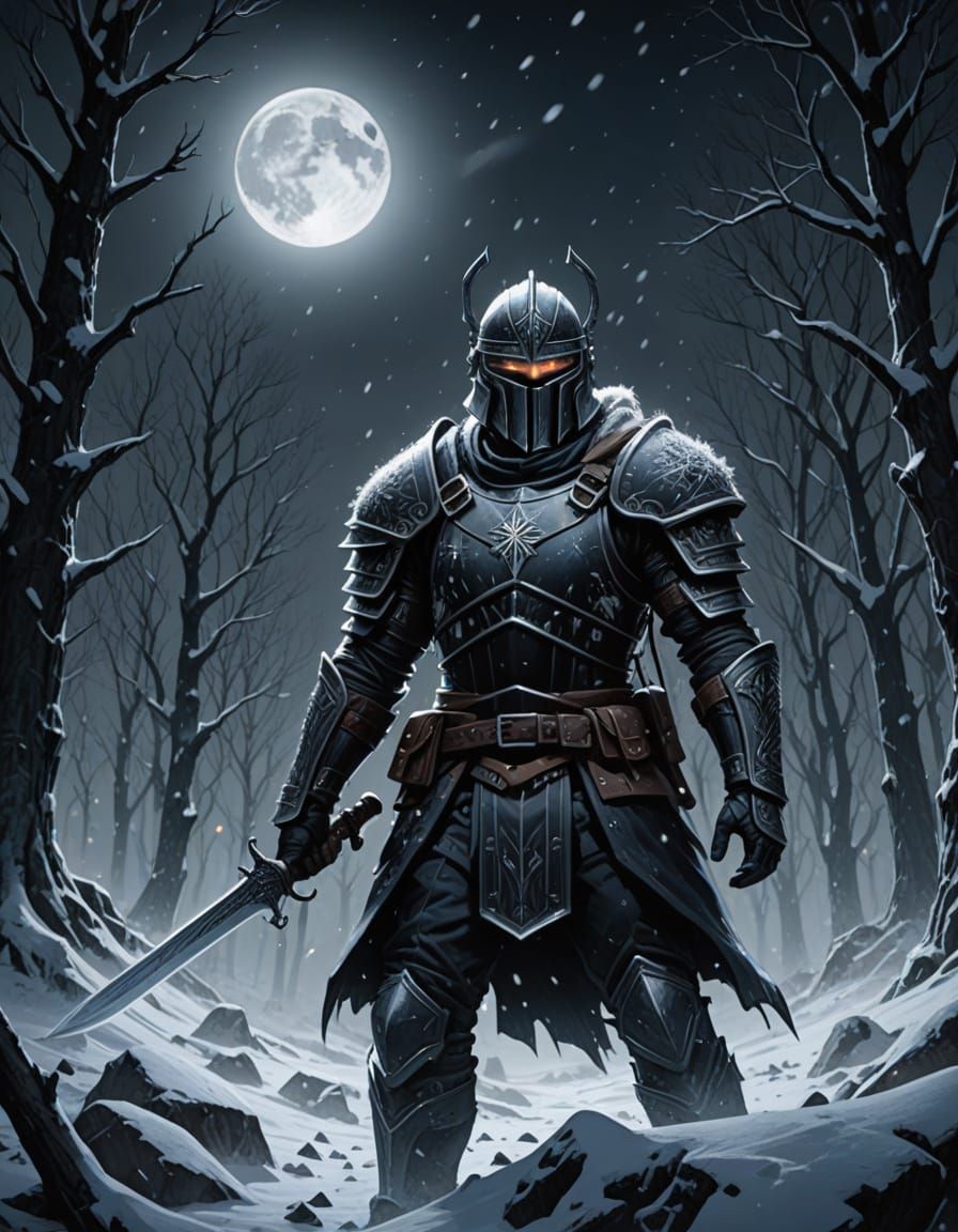 Dark Fantasy Warrior in Grimdark Comic Book Style