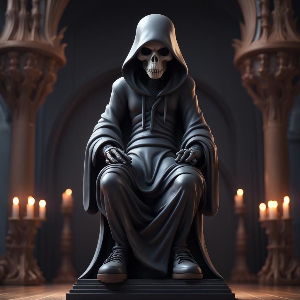 KAWS-like Grim Reaper in T-Pose, Detailed Matte Painting