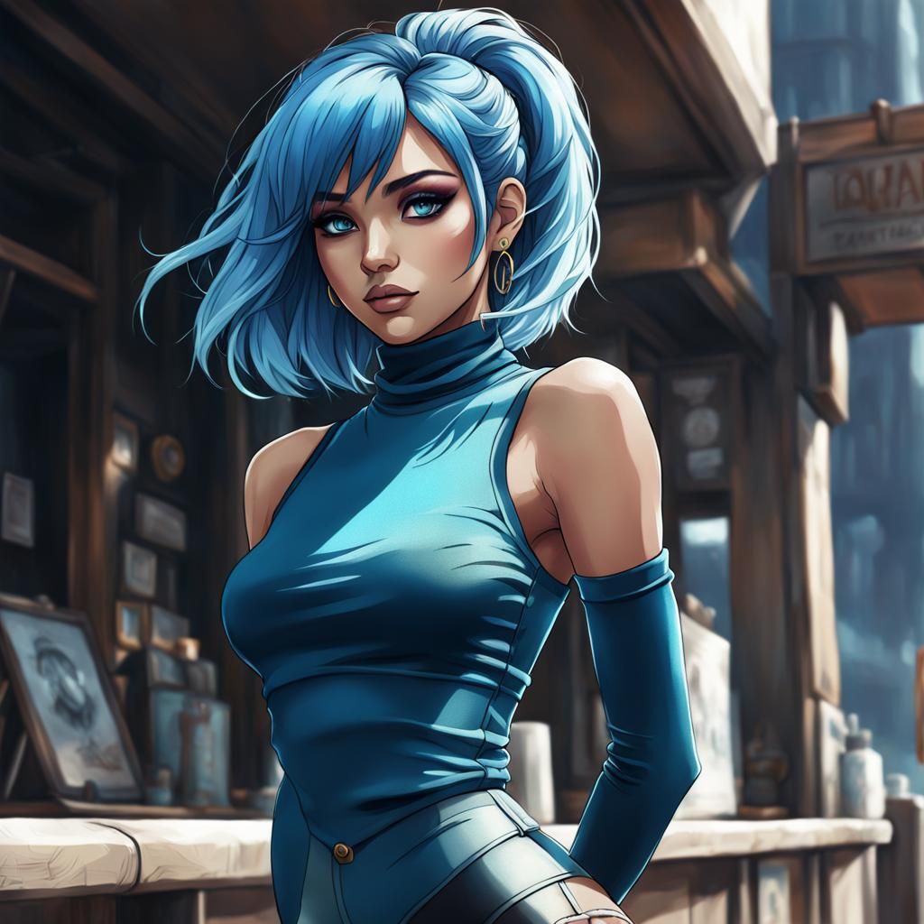 Anime Girl in Fantasycore Style Digital Illustration