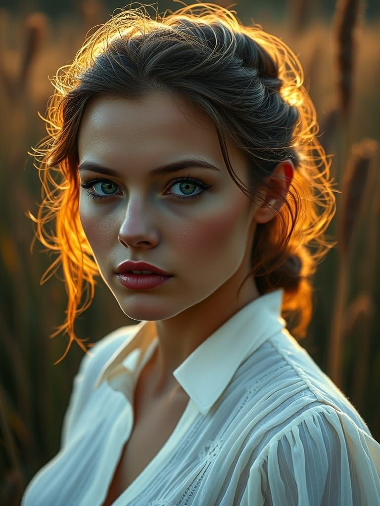 A Photorealistic Portrait of a Woman in Serene Nature
