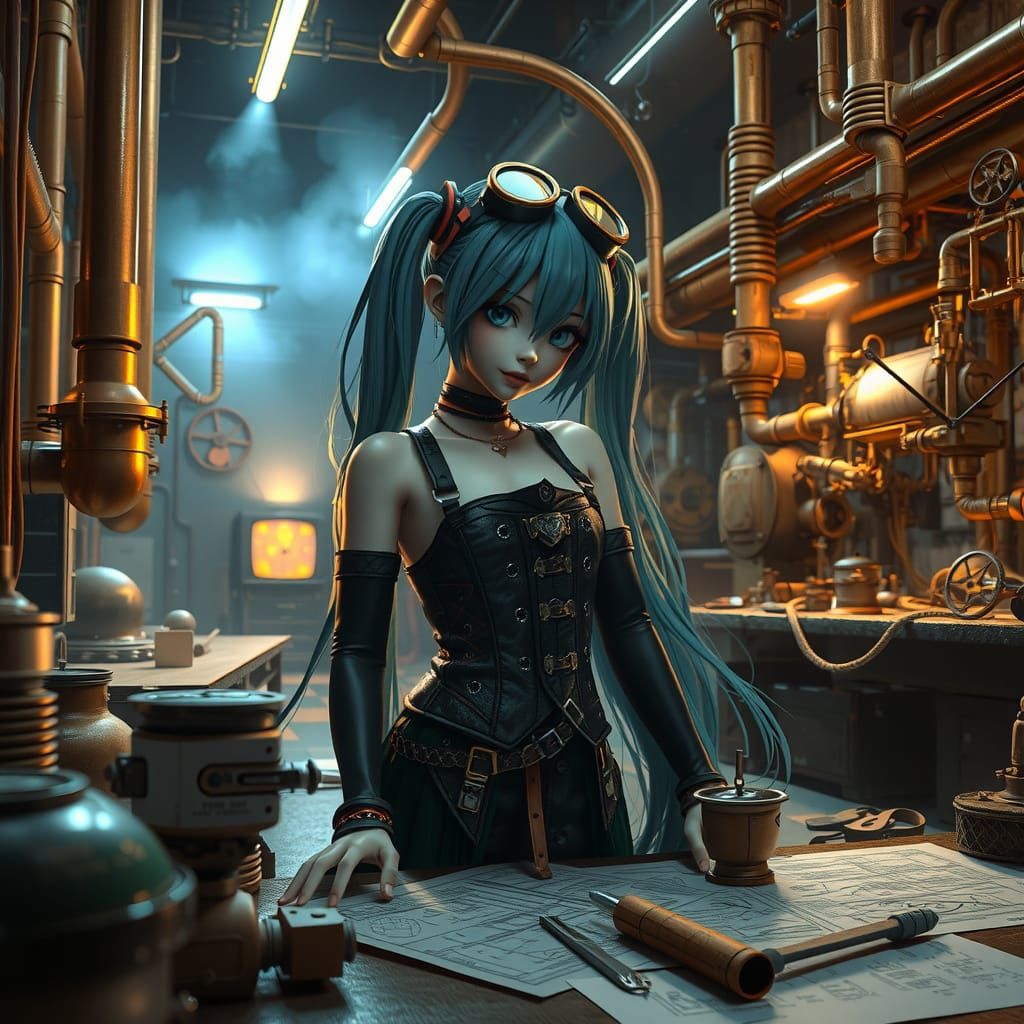 Steampunk Siren: Hatsune Miku Unveils Her Invention
