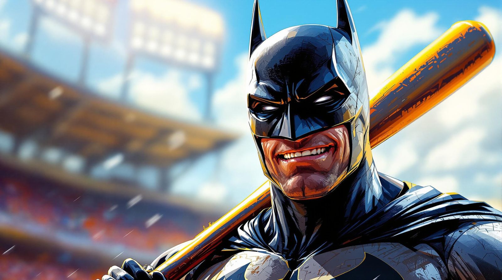 Heroic Batman Swings for Joy in Baseball Delight