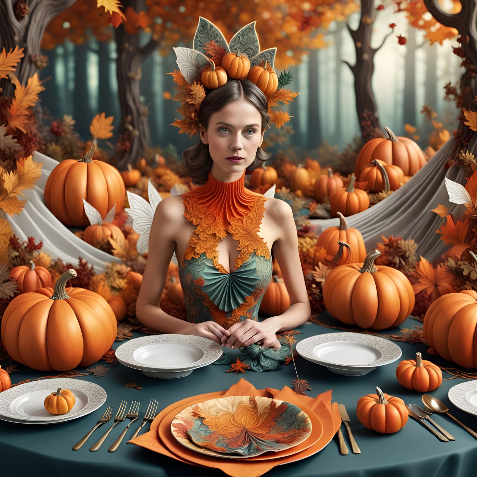 Lady at The Thanksgiving Table by My.