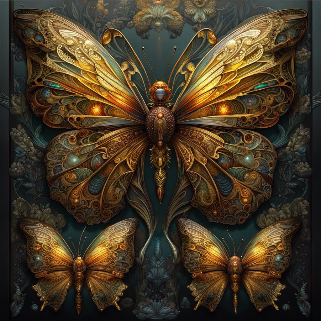 Angelic Glass Butterfly with Glowing Wings