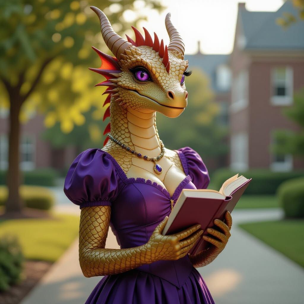 Elegant Dragon Student on College Campus