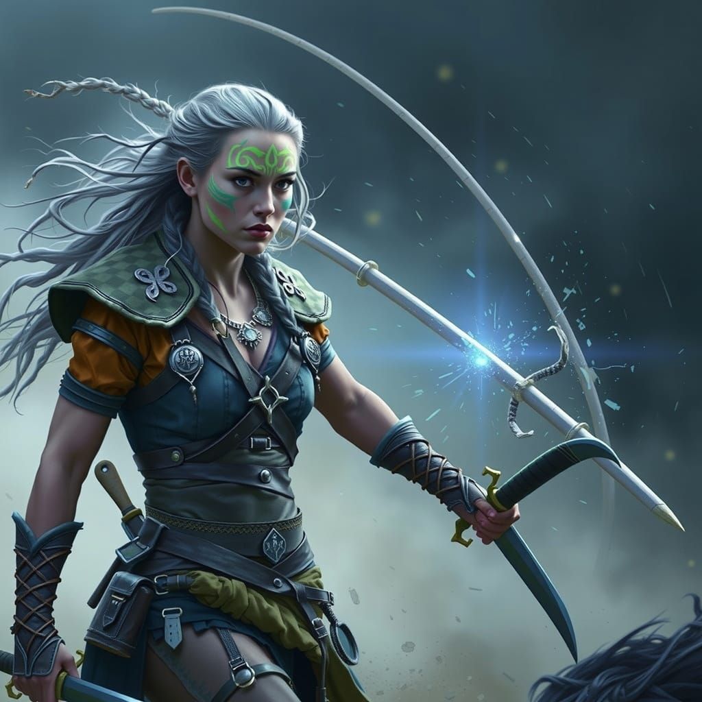 Celtic Warrior Woman in Battle, Hyper-Detailed Realism