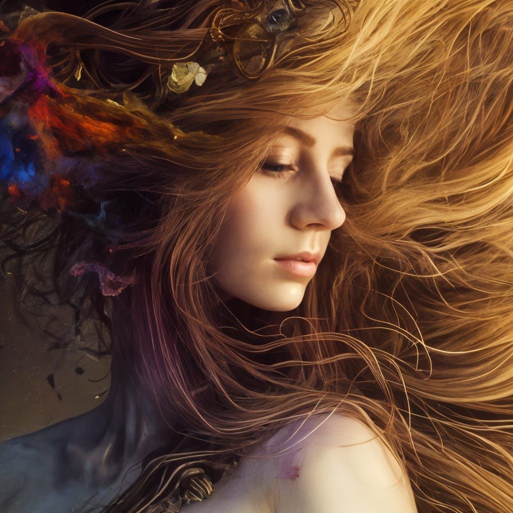 Princess with Cloud Hair in Elegant Fantasy Art