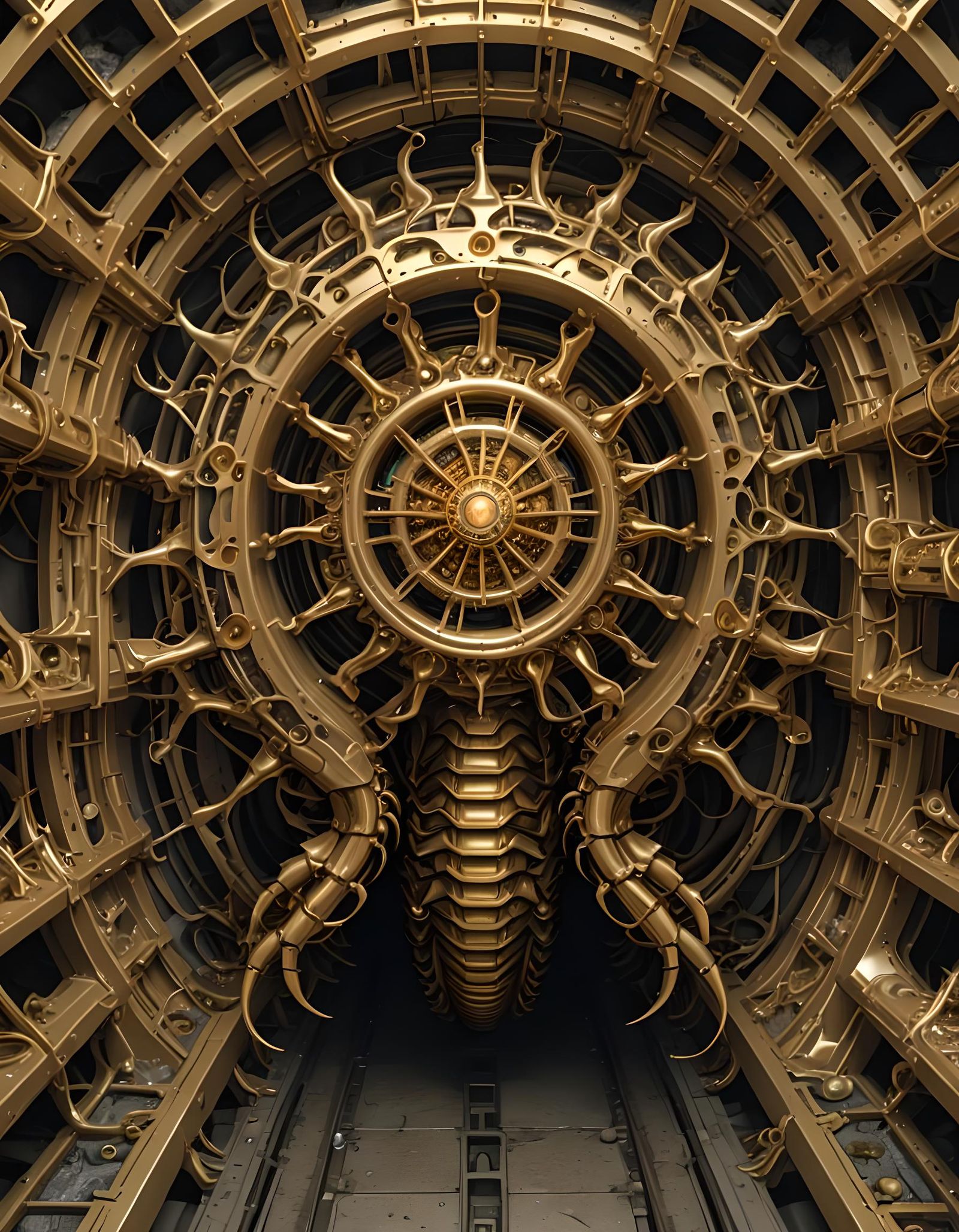 Fractal crustacean biology implanted with brass technology in a fugue tunnel.