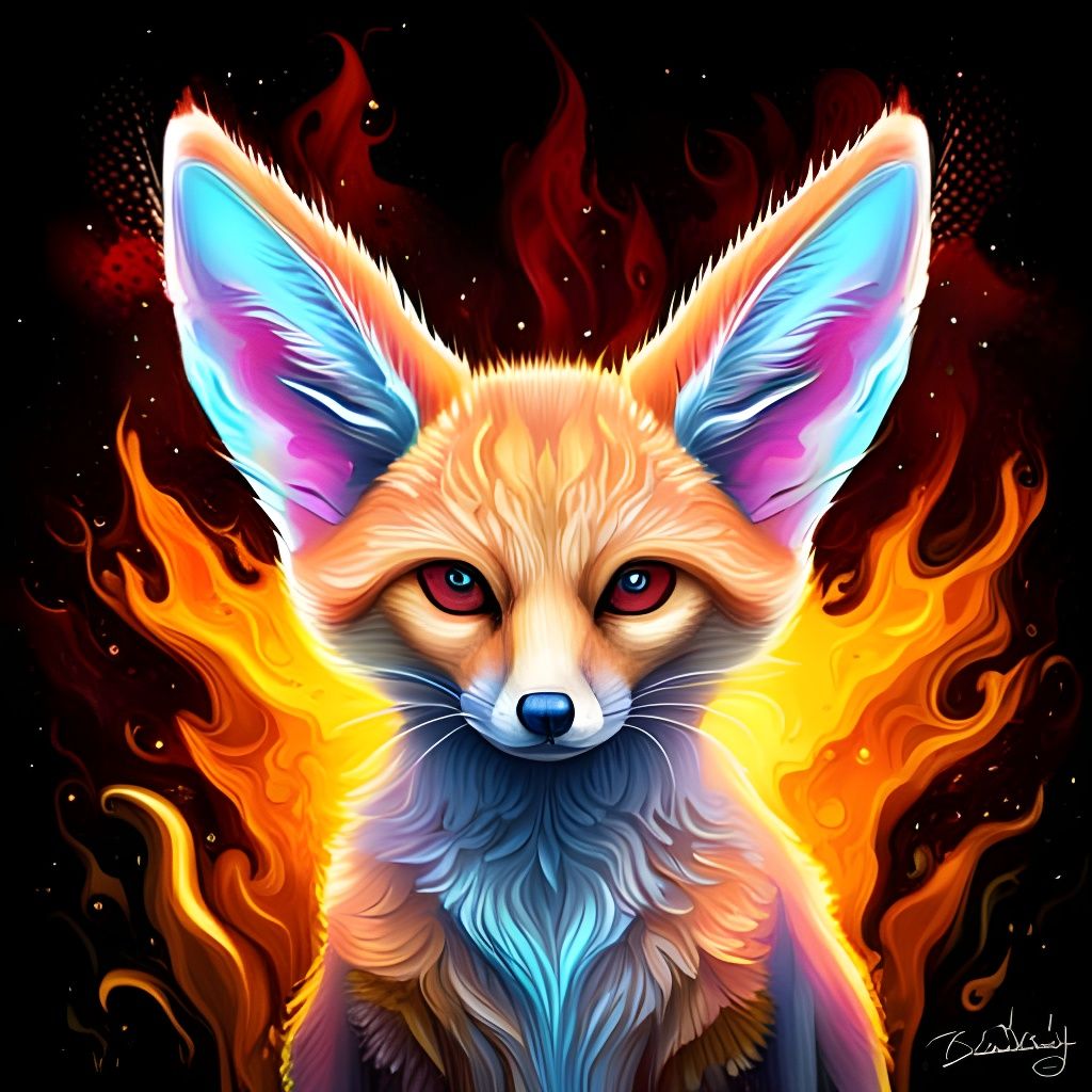 Galactic Fennec Fox with Devil Horns in Graffiti Style