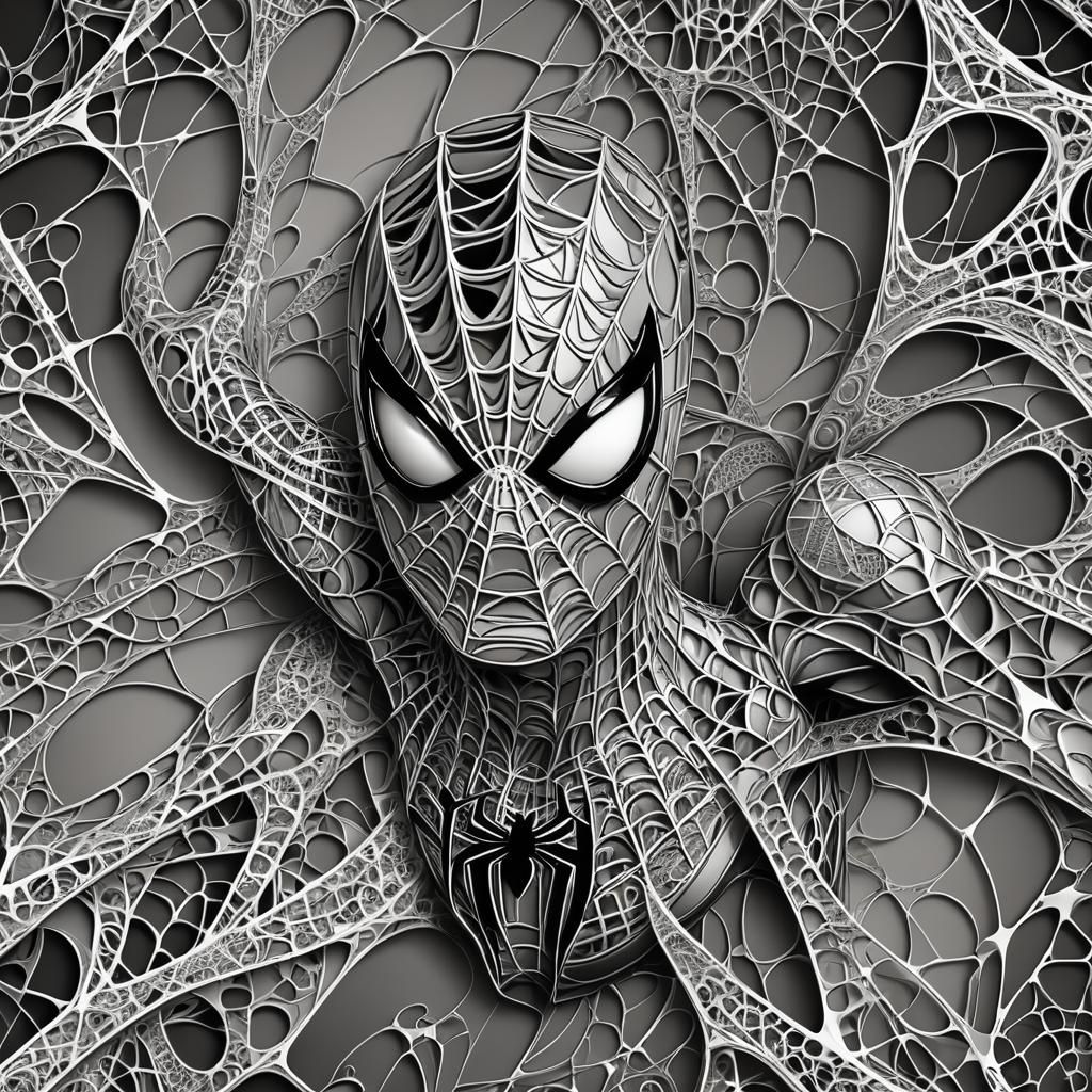 Spiderman in Abstract Vector Fractal Style