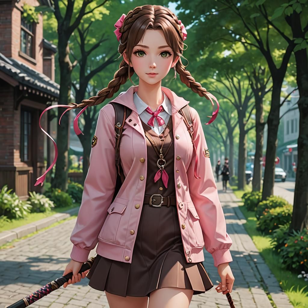 Anime Style Woman with Magic Staff