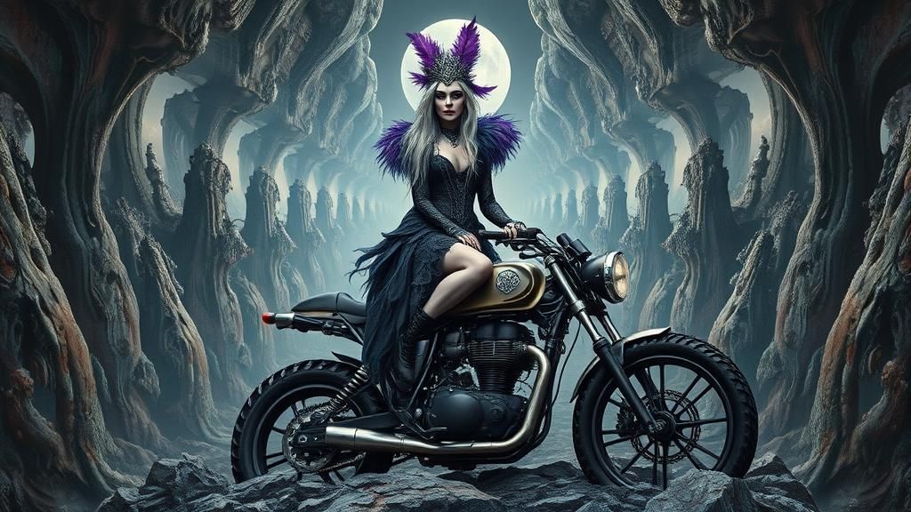 Gothic Queen in Mirrored City, Rackham-esque Style