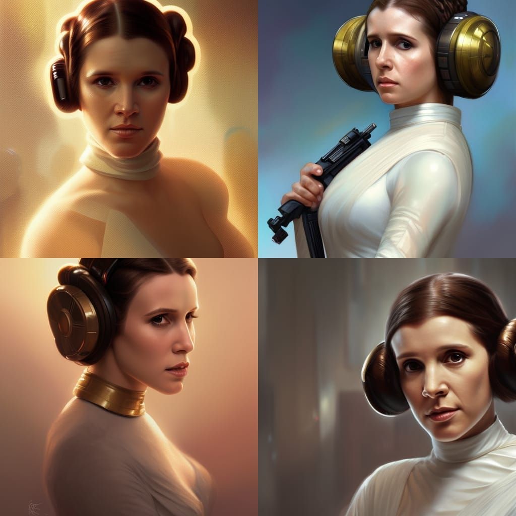 Hyperdetailed Portrait of Princess Leia in Art Nouveau Style