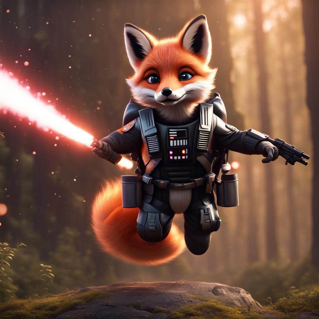Fox Cub's Sci-Fi Showdown: Jetpack vs. Darth Vader