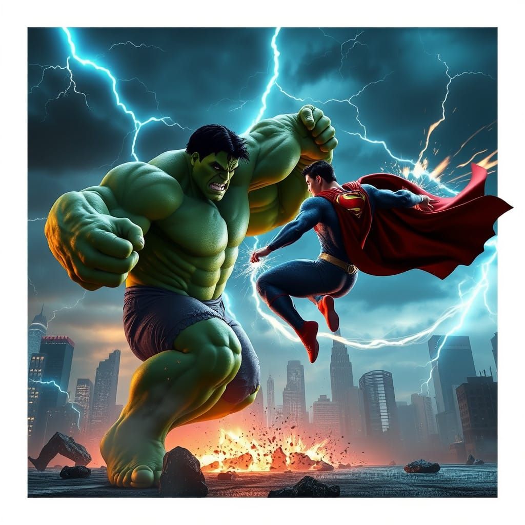 Titans Collide: Hulk and Superman in Epic Battle