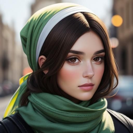 Brunette with Hair Scarf: A Beautiful Portrait