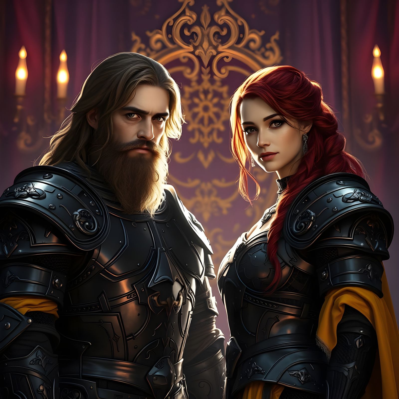 Armored Royals in Throne Room, Hyperdetailed Fantasy Art