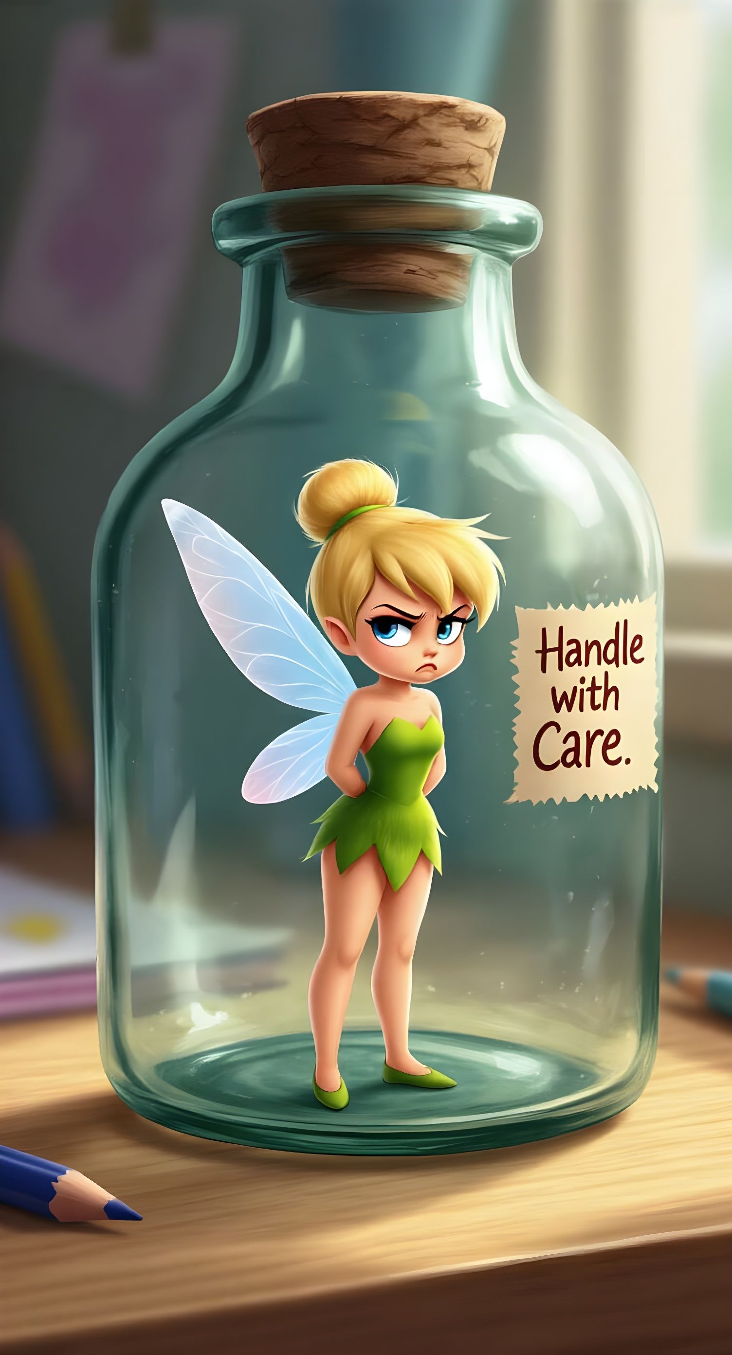 Trapped Tinkerbell Fairy in Realistic Anime Style