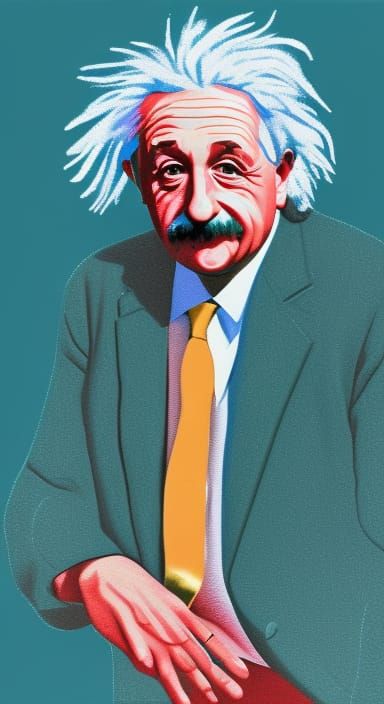Einstein Portrait in Hyperrealistic Splash Art Style