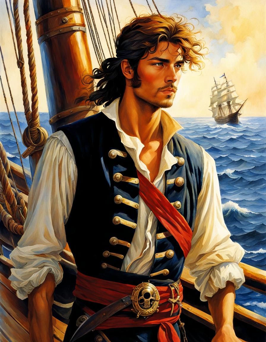 Young Pirate on Ship in Fantasy Setting