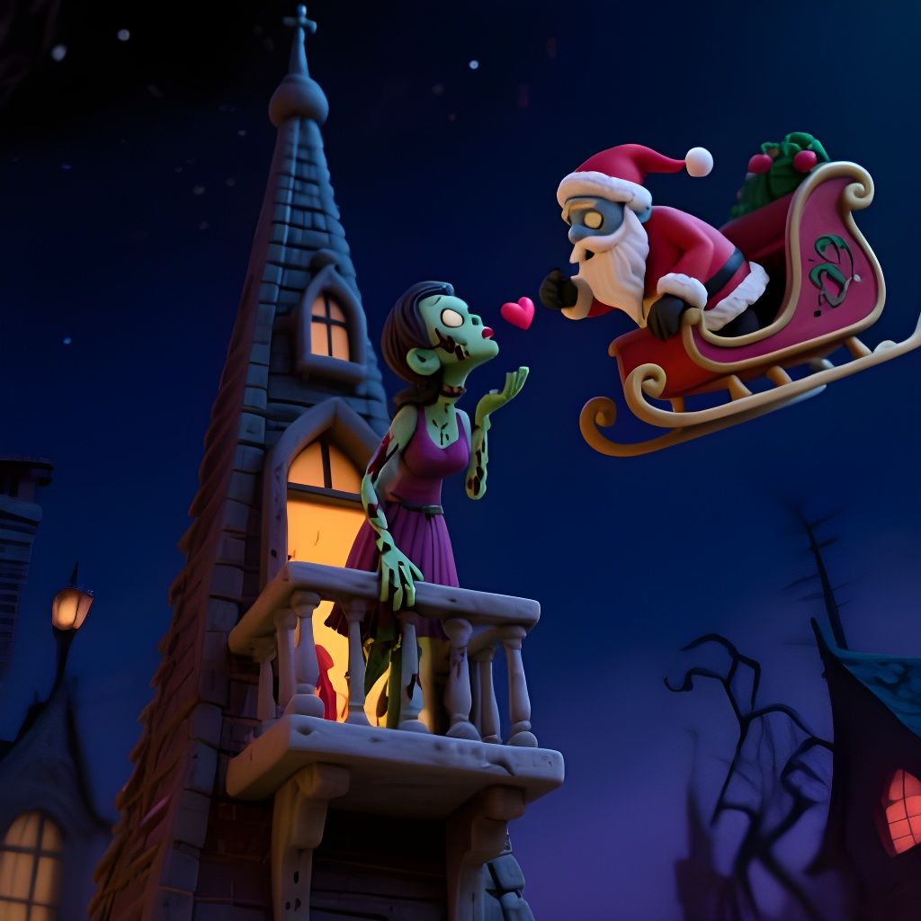 Romantic Zombie Couple in Claymation Style