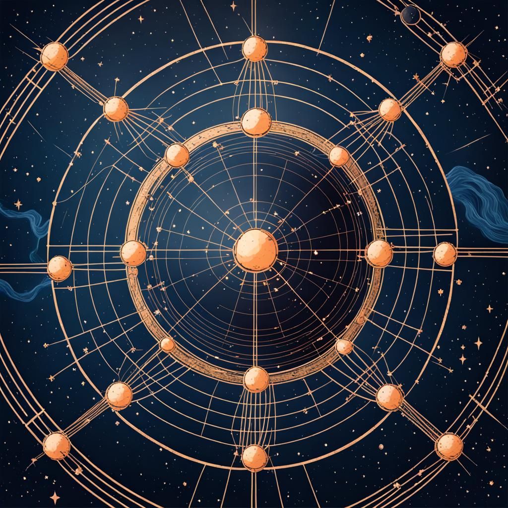 Constellation-Themed Cybernetwork Orbit in Cyberpunk Style