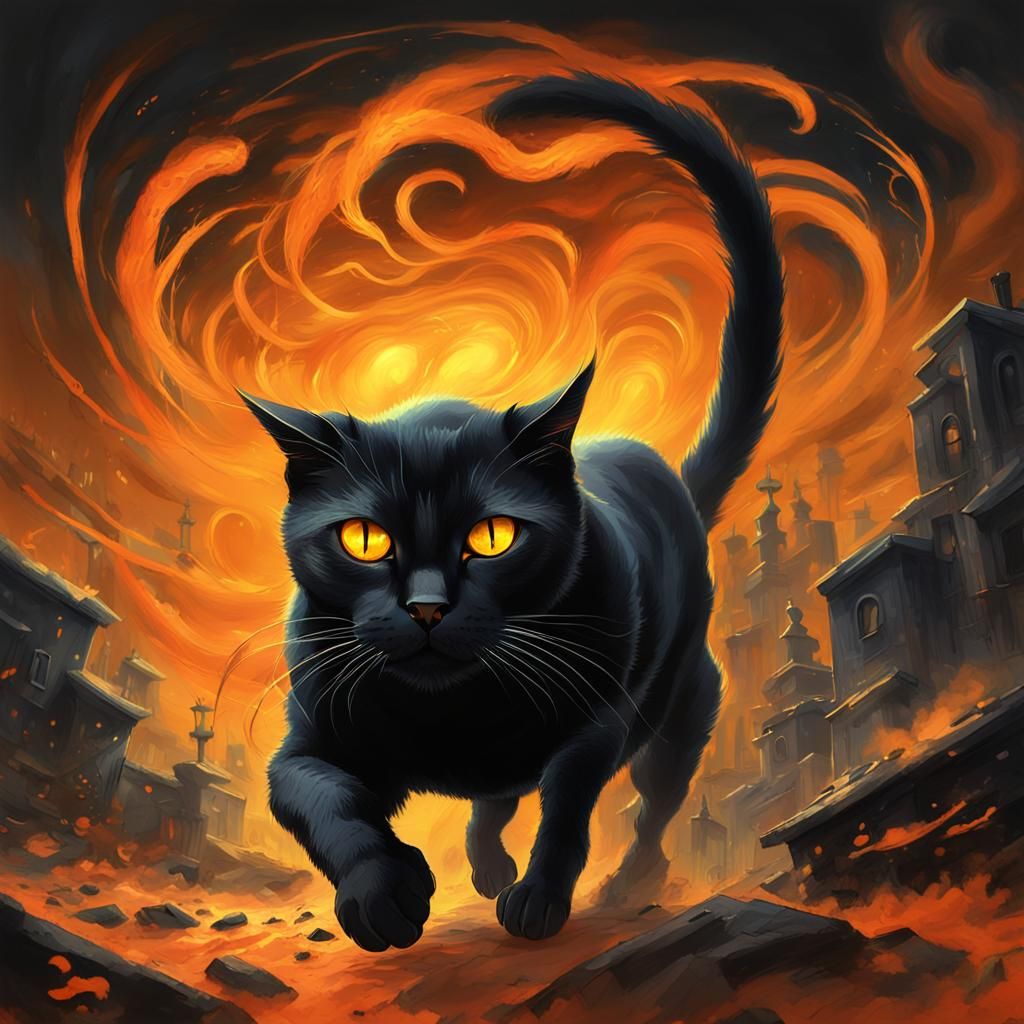 Ethereal Smoke Cat with Glowing Eyes