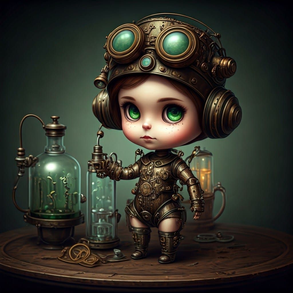 Steampunk Chibi Doll in a Lab
