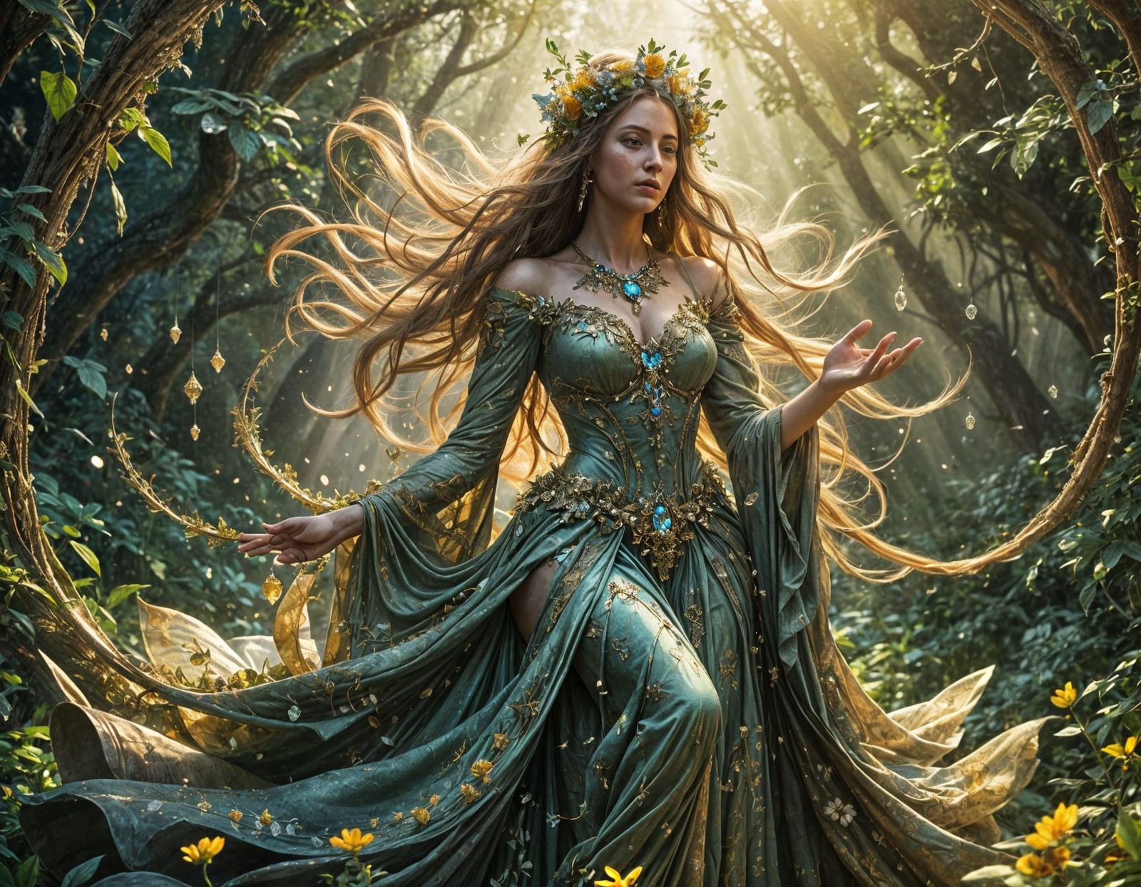 Earth Goddess Embraces Planet in Fantasy Art
