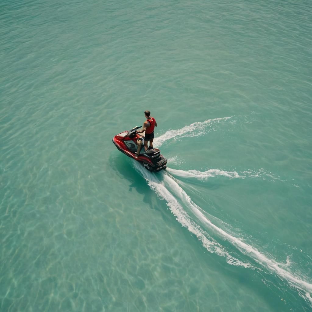 Man on Jet Ski: Cinematic Film Still