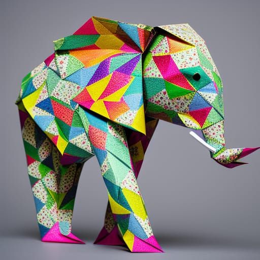 Origami Elephant Papercraft in 8K Resolution