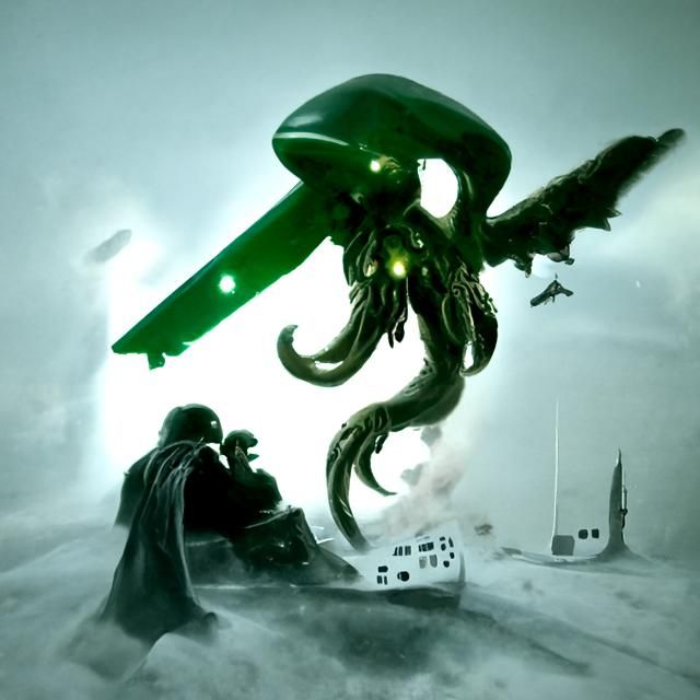 Cthulhu fighting a spaceship