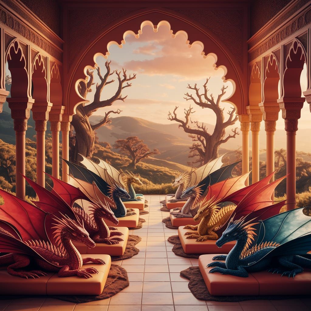 Dragon Coop in Moorish Style with Amber Light