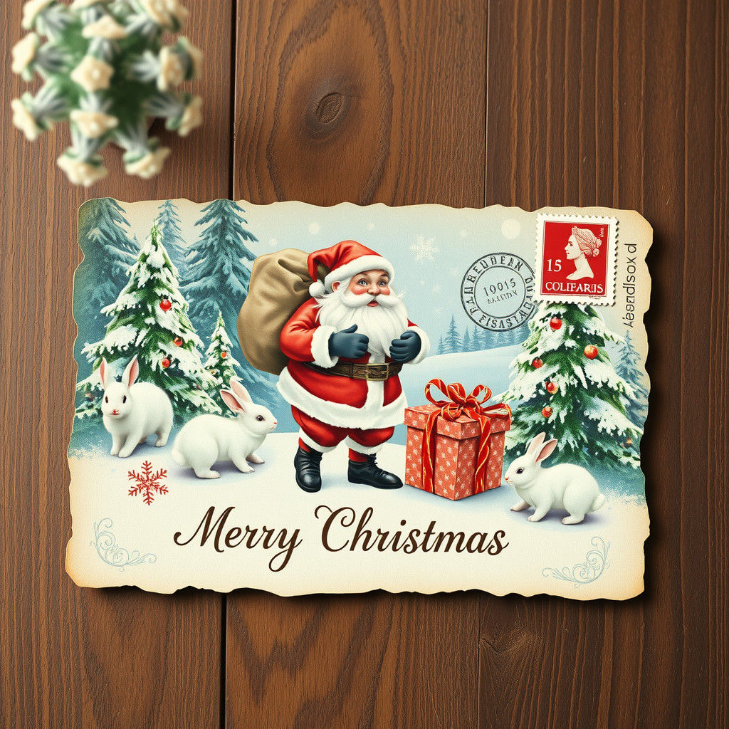 Whimsical Santa Claus Scene in Winter Wonderland