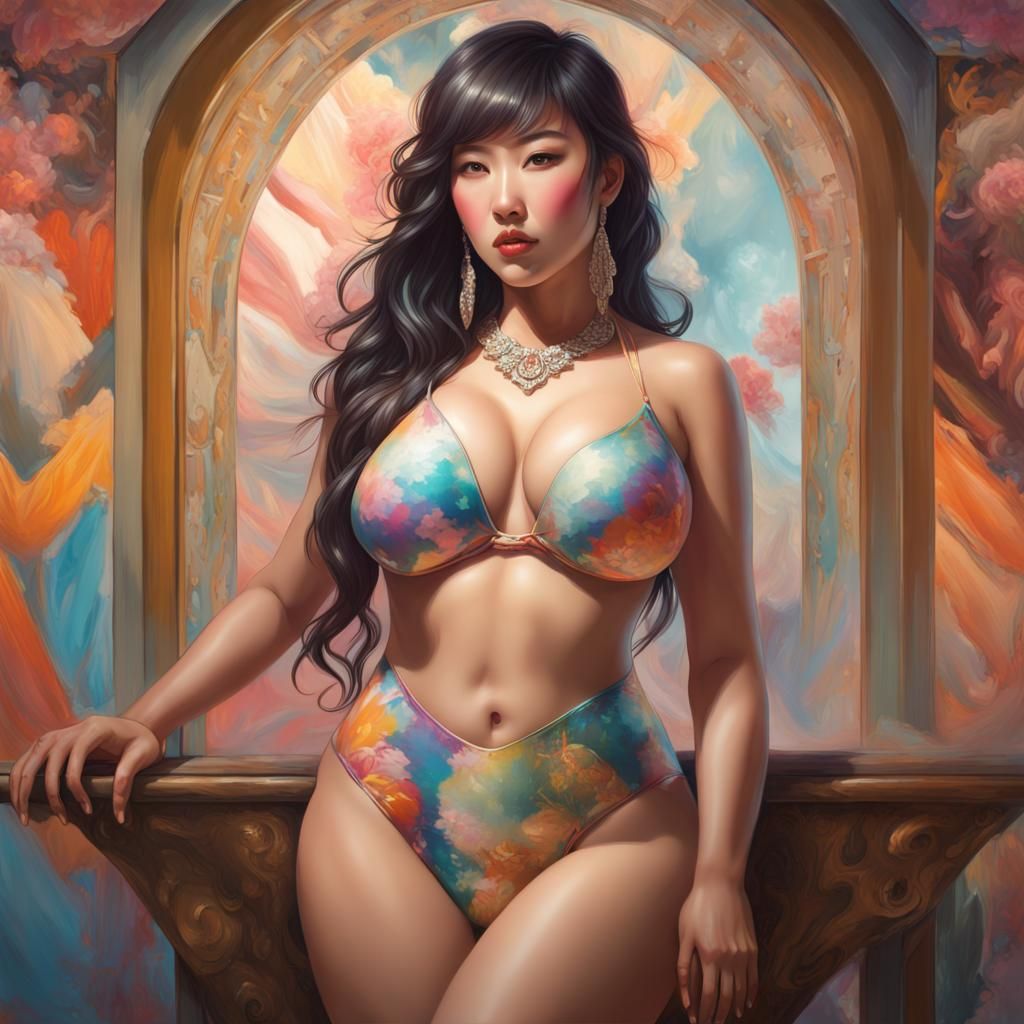 Provocative Portrait of Woman in Diamond Swimsuit