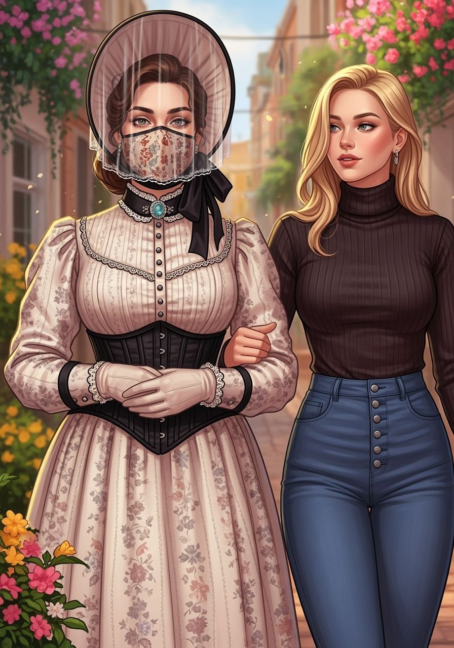 Victorian Modesty Meets Modern Fashion, Impressionistic Styl...