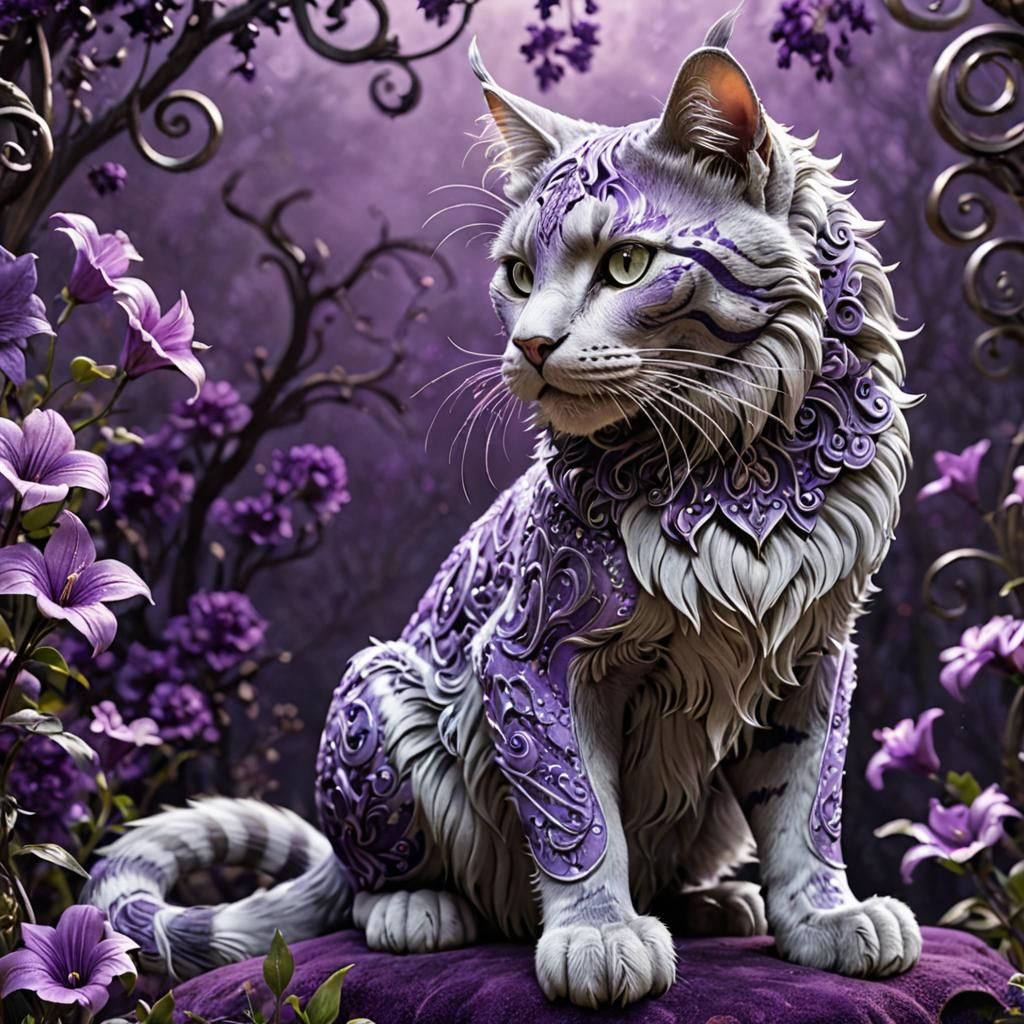 Shades of purple mythical cat