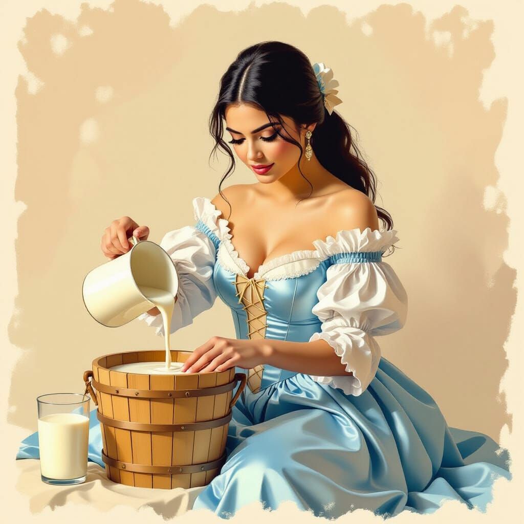 Milkmaid in Vermeer Style with Ethereal Lighting